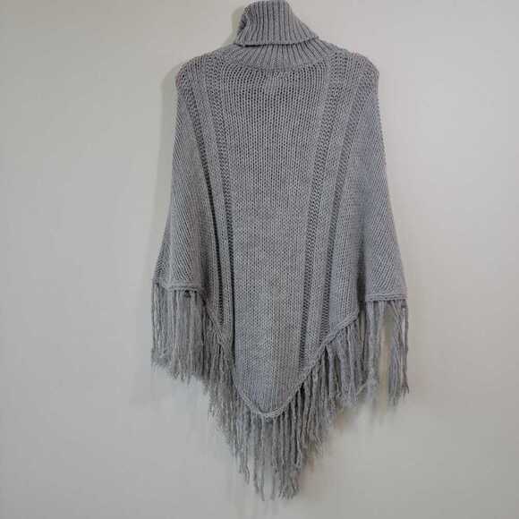 Italian Alpaca Wool Fringe Poncho - Picture 2 of 8